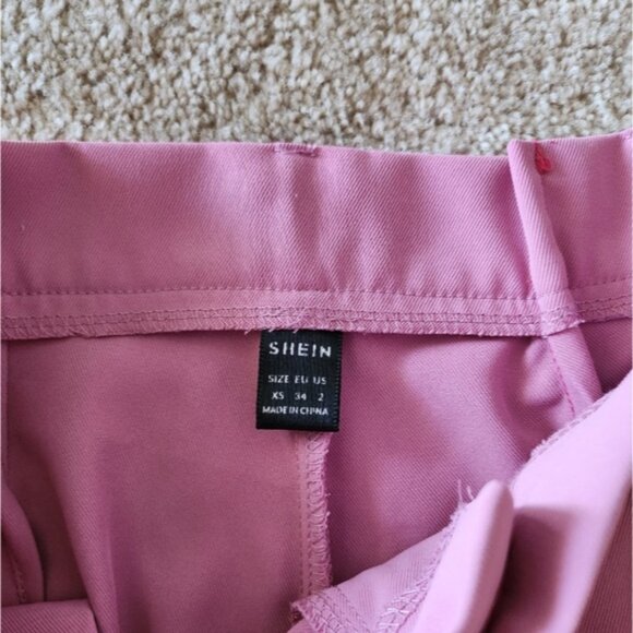 Free💗Shein Tightened & shortened pink tailored wideleg crop highrise pants XS - Picture 5 of 8